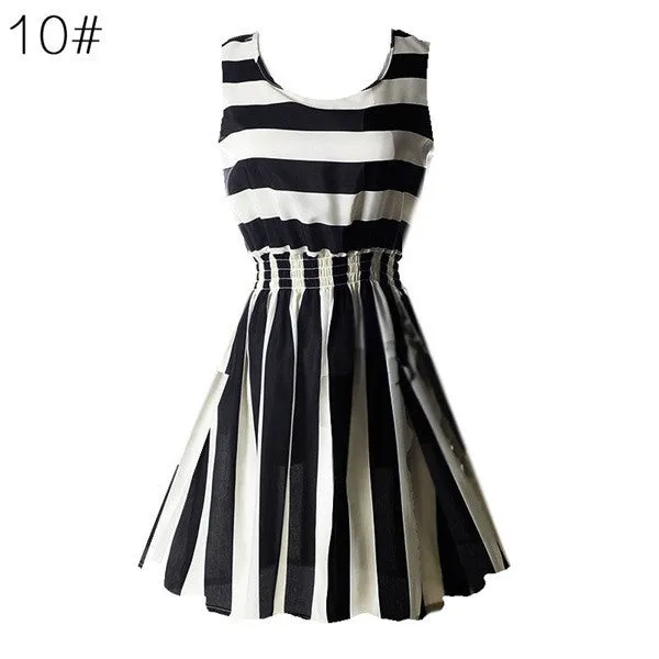 21 Colors New Sexy Women's Tank Chiffon Beach Dress Sleeveless Floral Mini Dresses M-XXLSM6