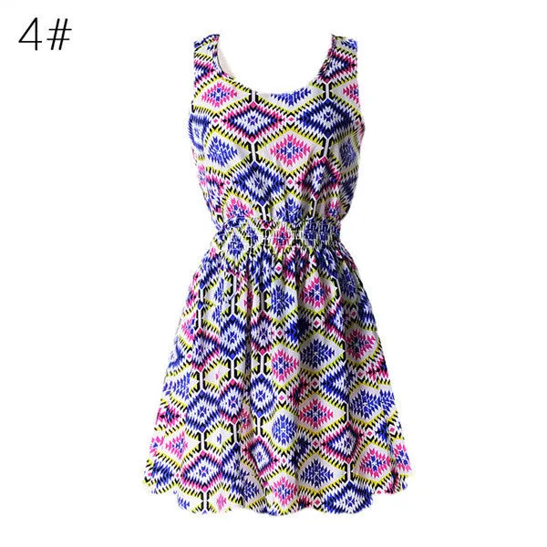 21 Colors New Sexy Women's Tank Chiffon Beach Dress Sleeveless Floral Mini Dresses M-XXLSM6