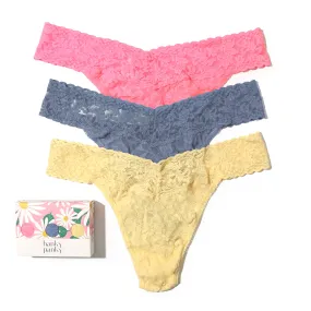 3-Pack Signature Lace Original Rise Thongs | Peach Fizz/Chambray/Buttercup