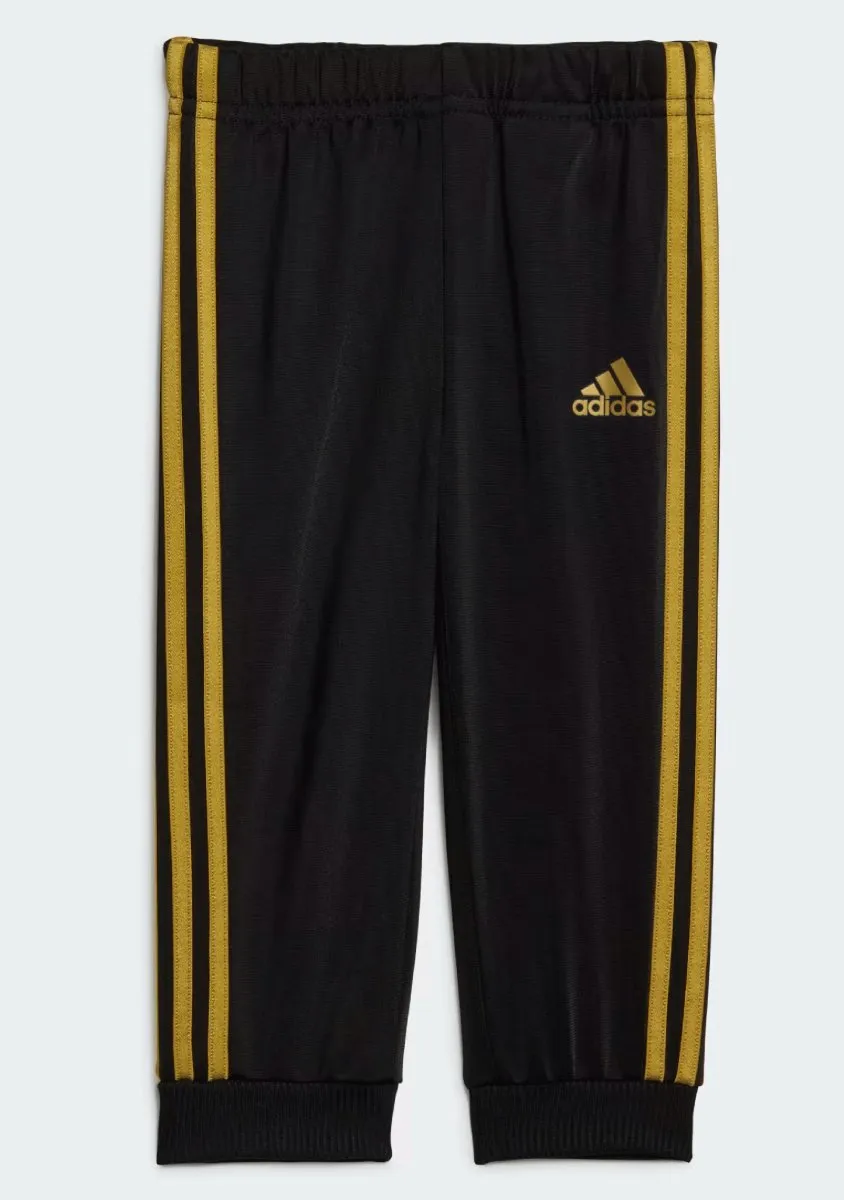 adidas black and gold shiny hooded tracksuit for infants