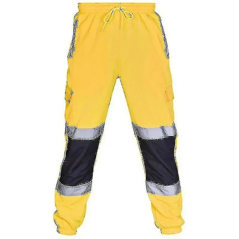 Adults Safety Work Trousers Hi Vis Viz Visibility Elastic Waist Sweatpants