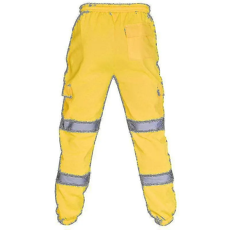 Adults Safety Work Trousers Hi Vis Viz Visibility Elastic Waist Sweatpants