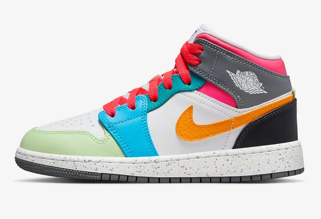 Air Jordan 1 Mid GS White Dark Shadow Hyper Pink Taxi Multi-Color FN1190-100