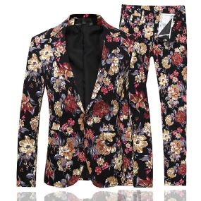 Allthemen Hombres 2-Piece Floral Wedding Party Slim Suits