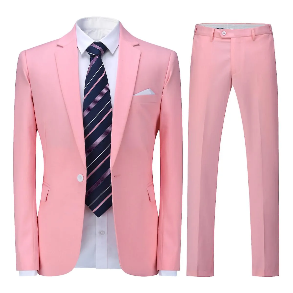 Allthemen Hombres 2-Piece Solid Color Wedding Slim Fit Suit Chaqueta y pantalones