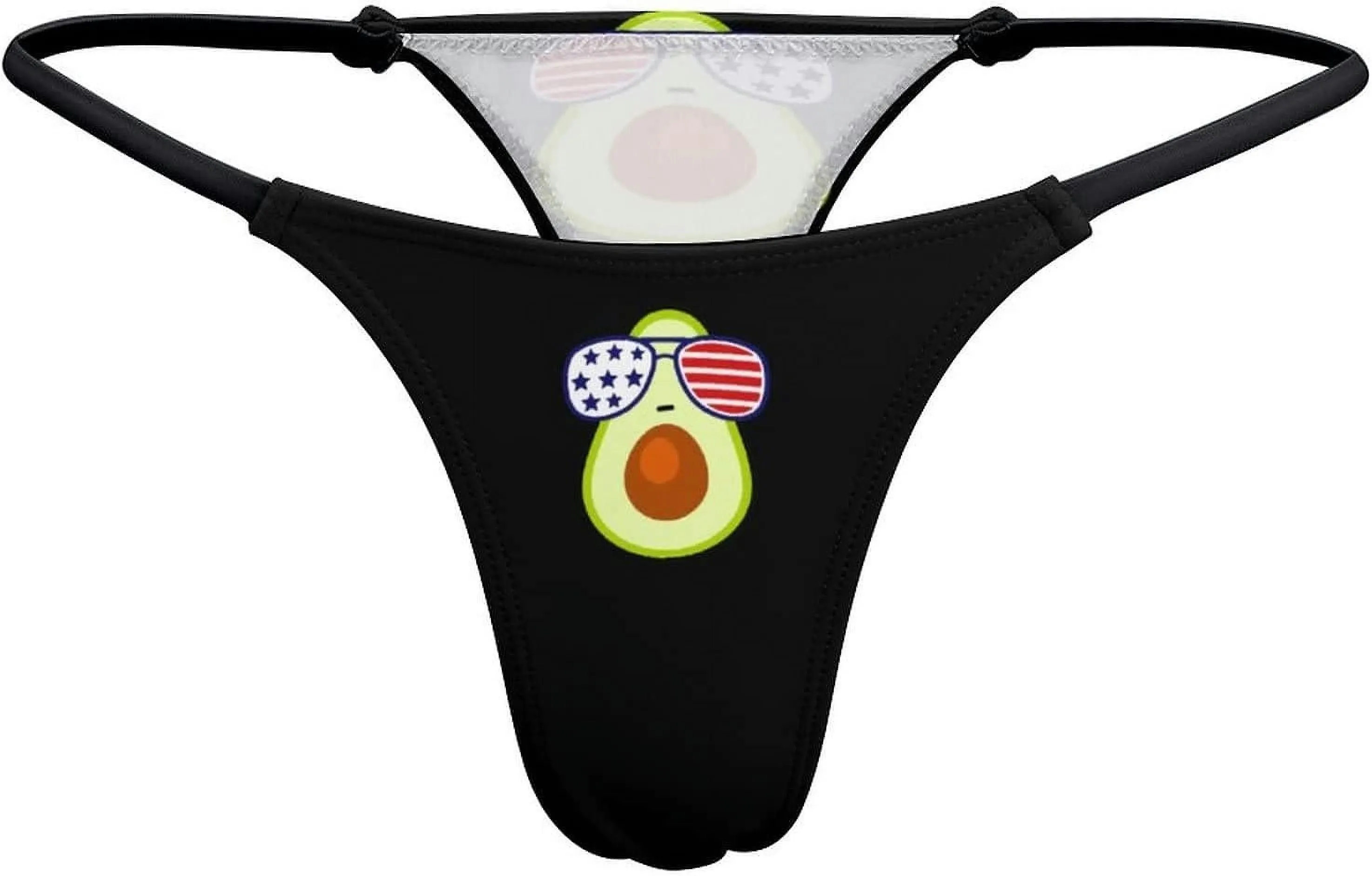 America Flag Glass Avocado G-String Thongs Women's T-Back Underwear Panty-WE509