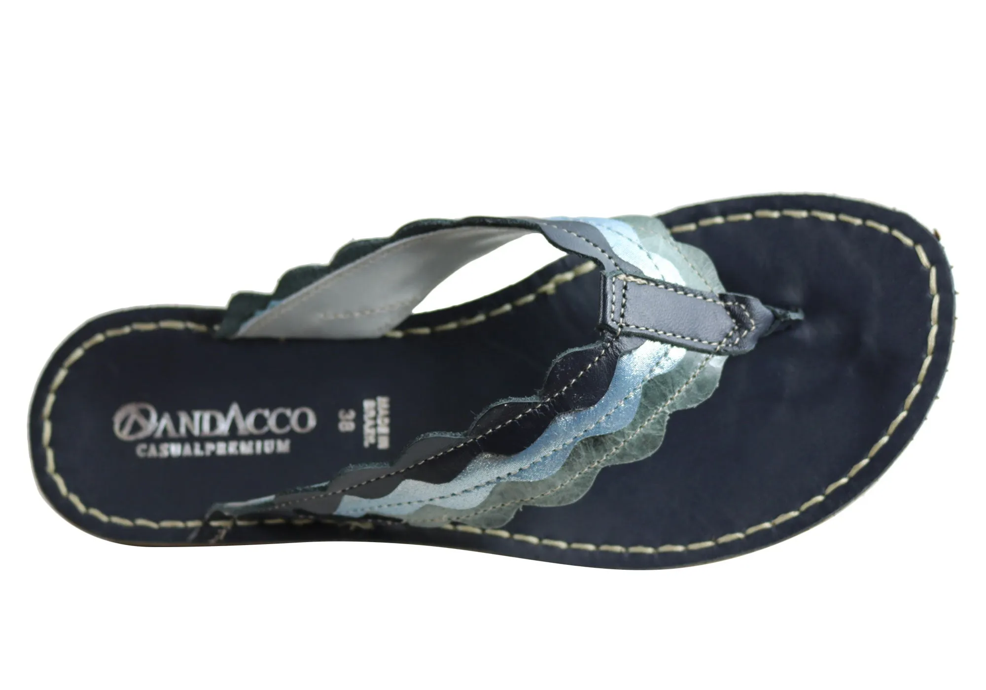 Andacco Tropican Womens Comfortable Leather Thongs Made In Brazil