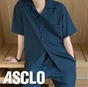 ASCLO  |Casual Style Unisex Street Style Medium Short Sleeves