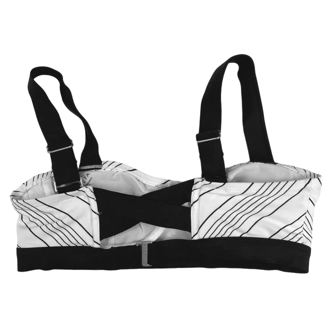 Athleta Womens Black White Chevron Stripe Print Bikini Swim Top Swimwear 32 B/C