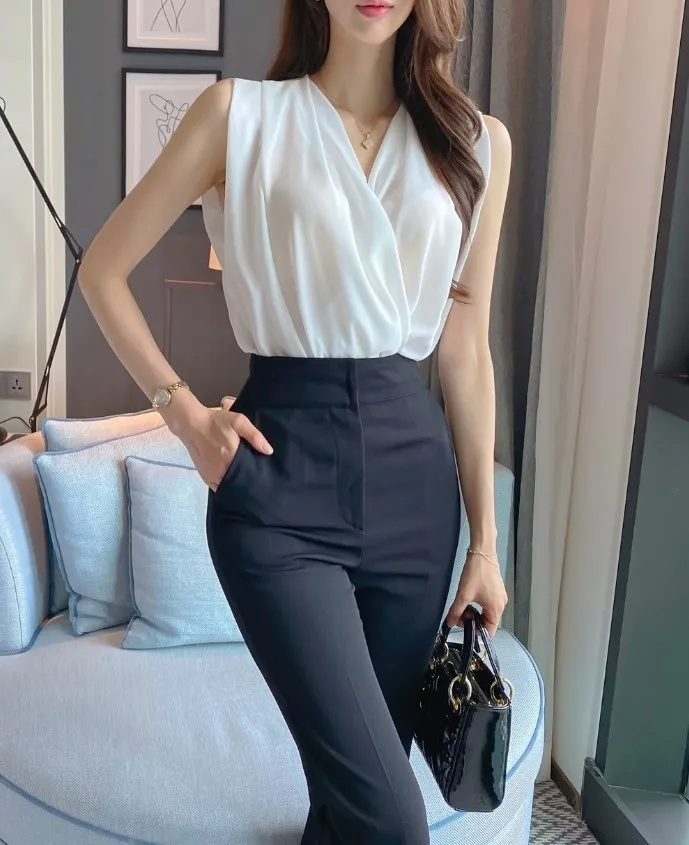 BADDIARY  |Chiffon Sleeveless Party Style Office Style Elegant Style