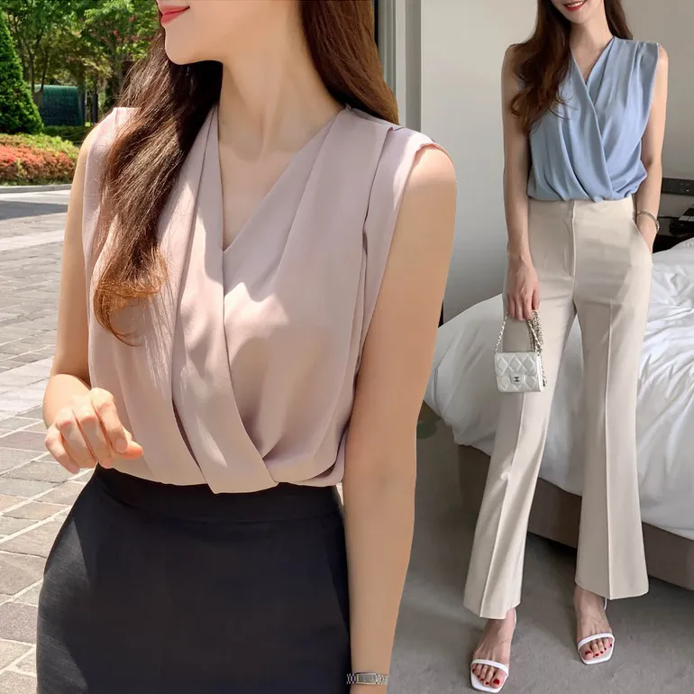 BADDIARY  |Chiffon Sleeveless Party Style Office Style Elegant Style