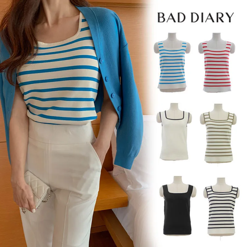 BADDIARY  |Stripes Casual Style Sleeveless Plain Party Style