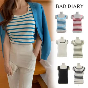 BADDIARY  |Stripes Casual Style Sleeveless Plain Party Style