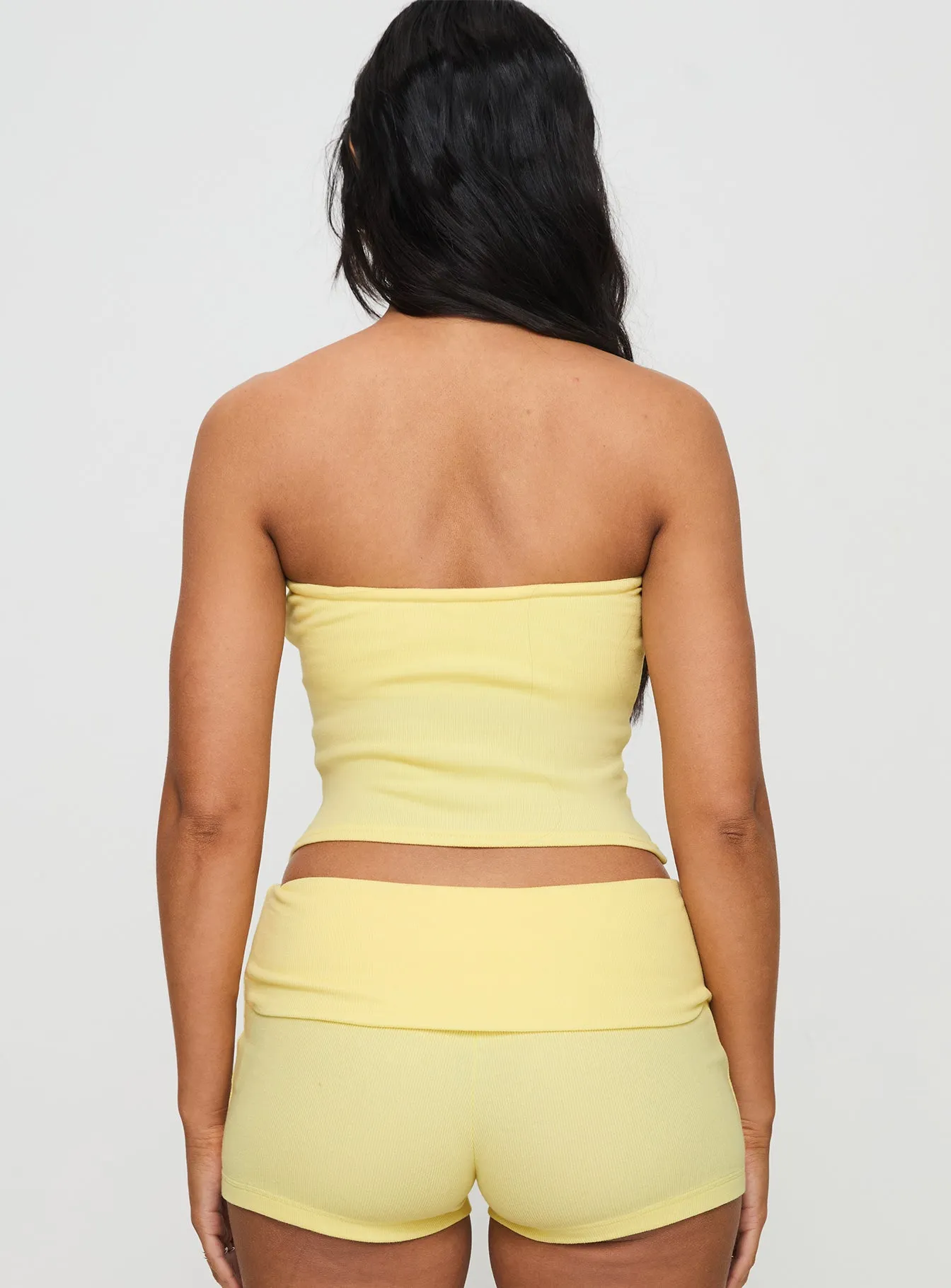 Baseline Strapless Rib Top Yellow