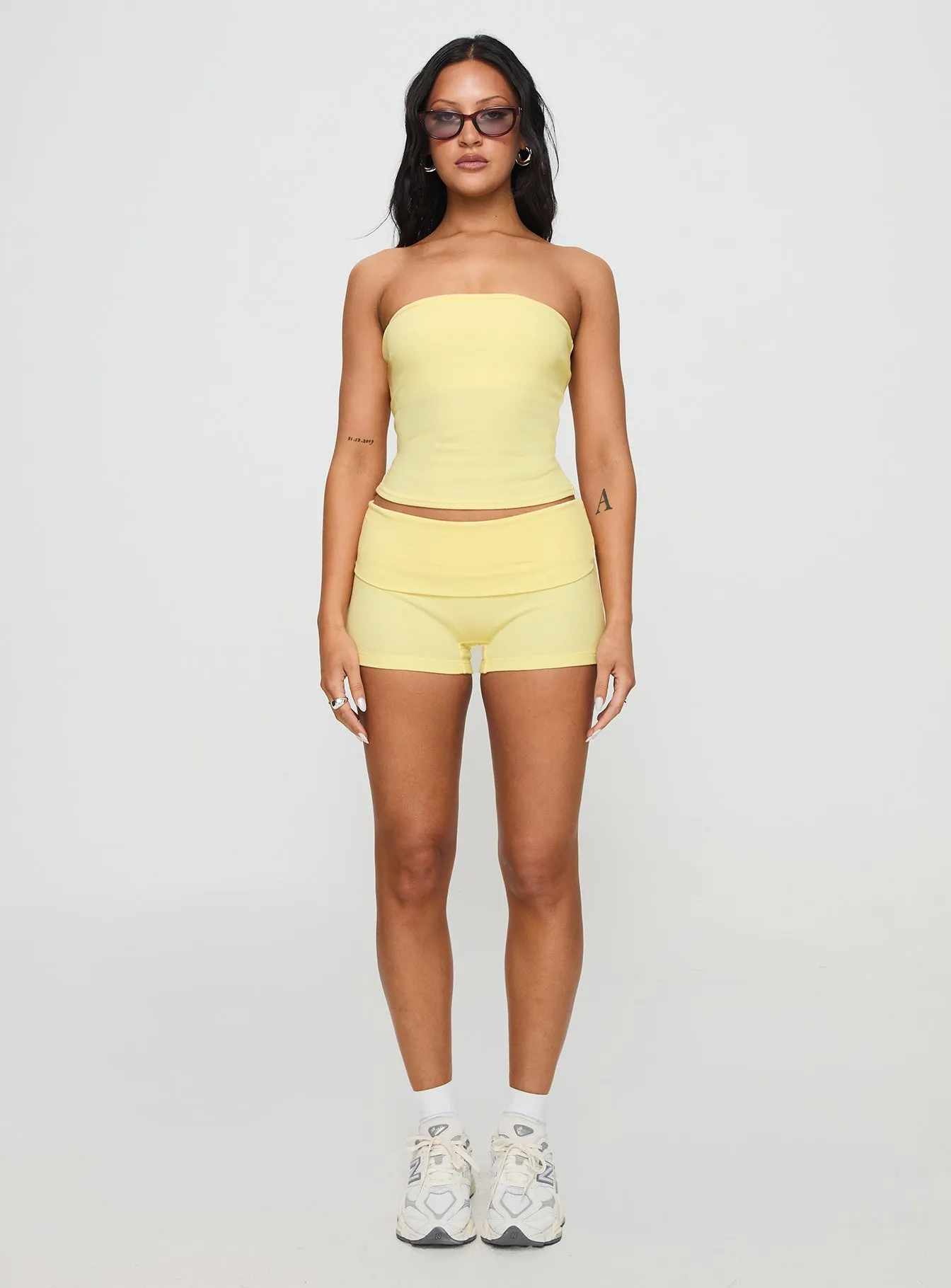 Baseline Strapless Rib Top Yellow