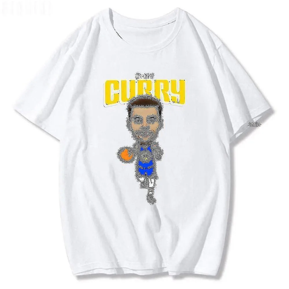 Basketball Champion Camiseta Stephen Curry Warriors Retro Print Tshirt para Hombres 100% Algodón Loose Tops Masculino Tees Casua