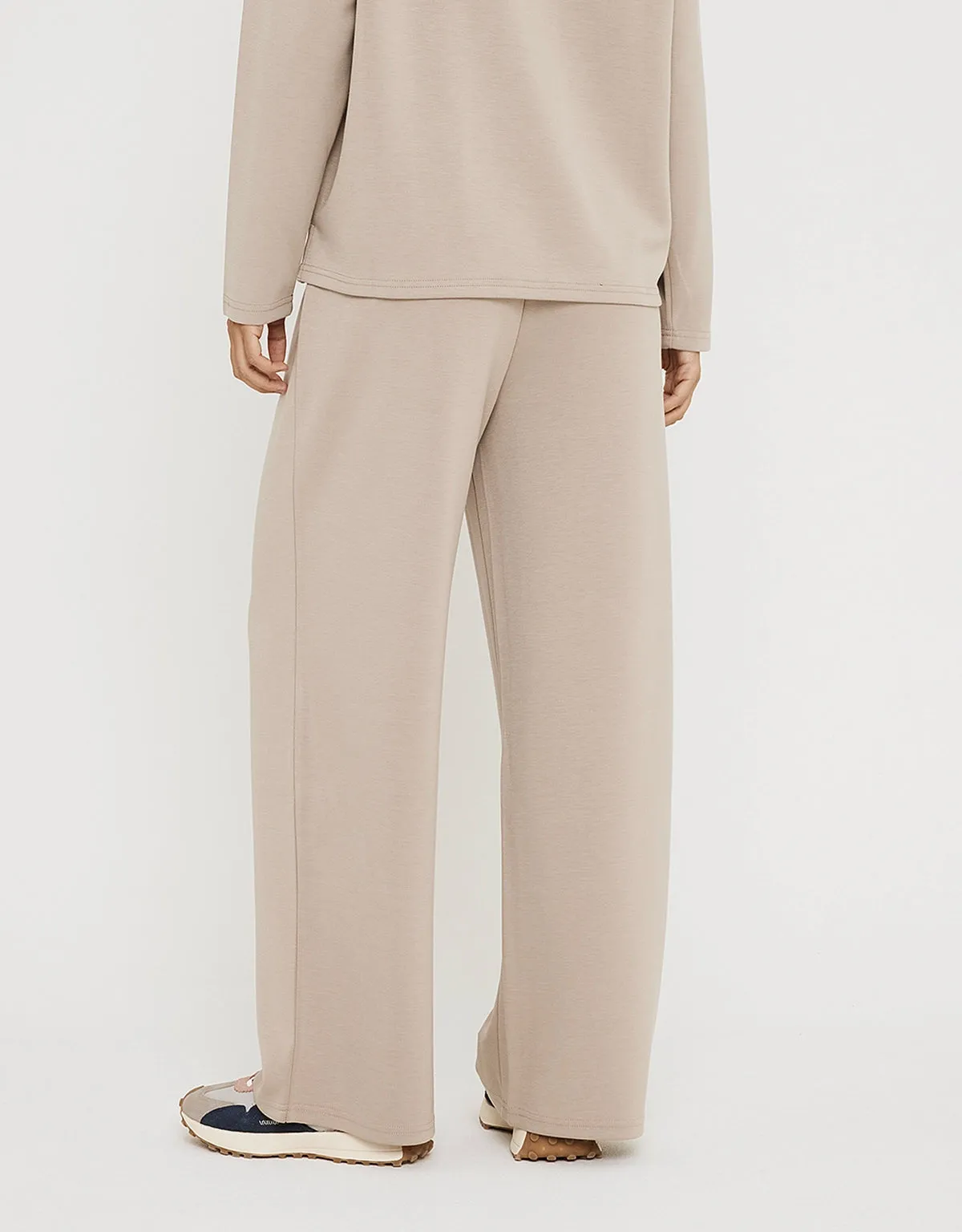 Beige Modal Wide Leg Trousers - Forest