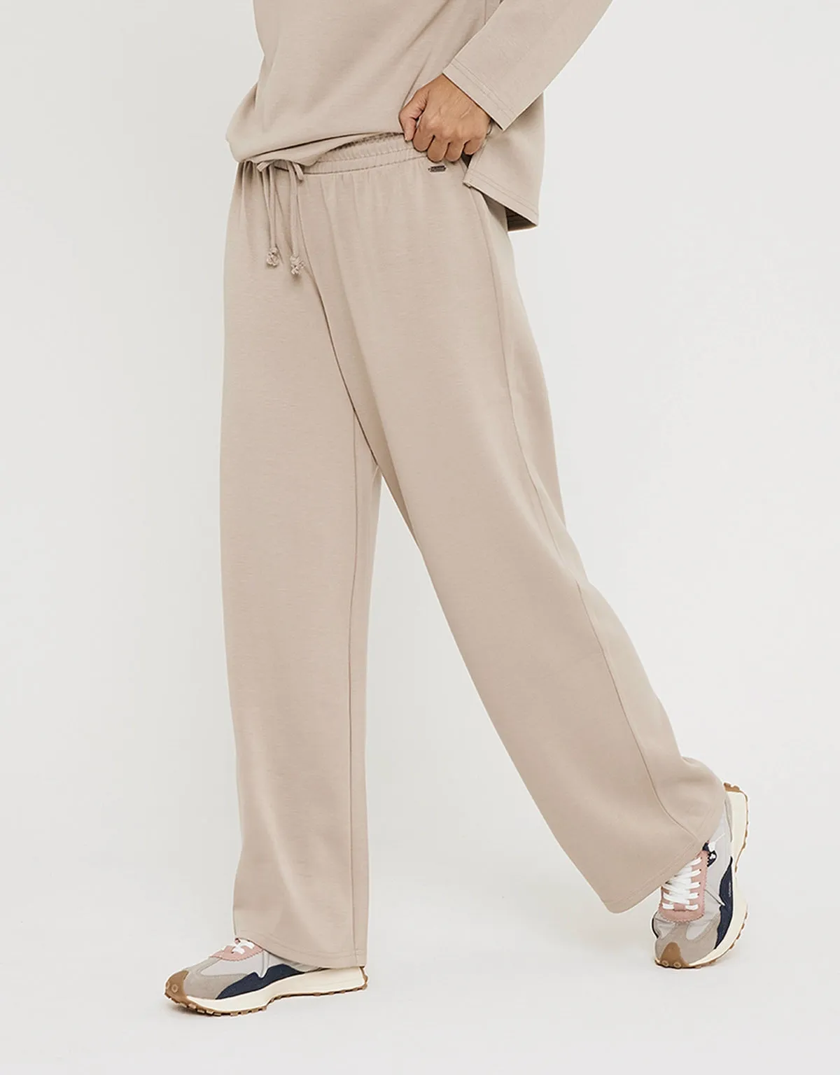 Beige Modal Wide Leg Trousers - Forest