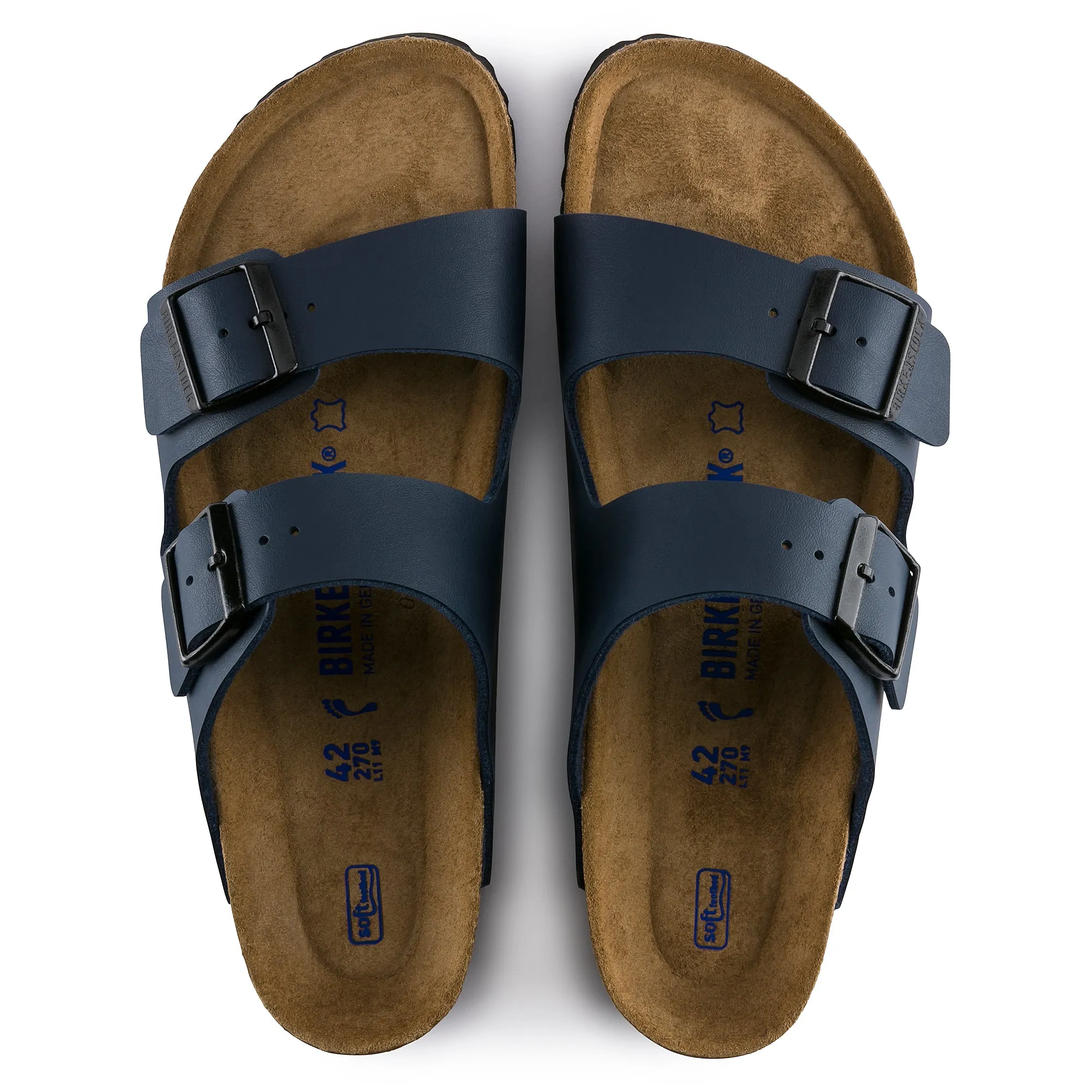 Birkenstock Arizona Soft Footbed Birko-Flor Color: Blue (MEDIUM/ NARROW WIDTH)