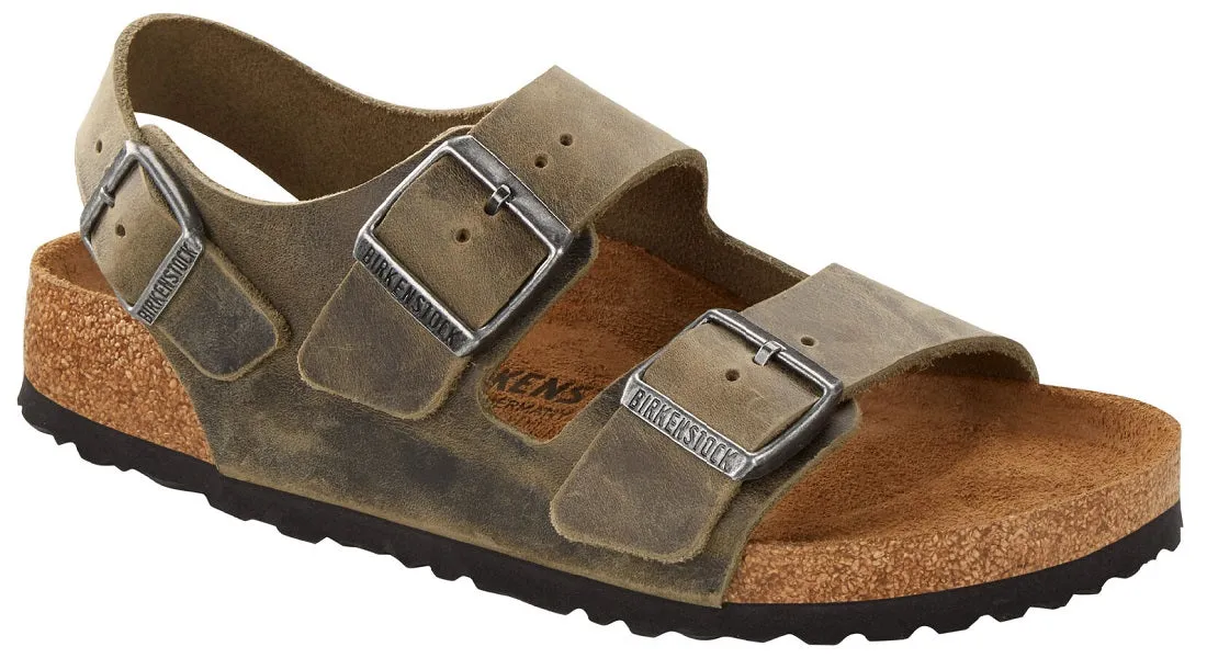 Birkenstock Milano Oiled Leather Faded Khaki