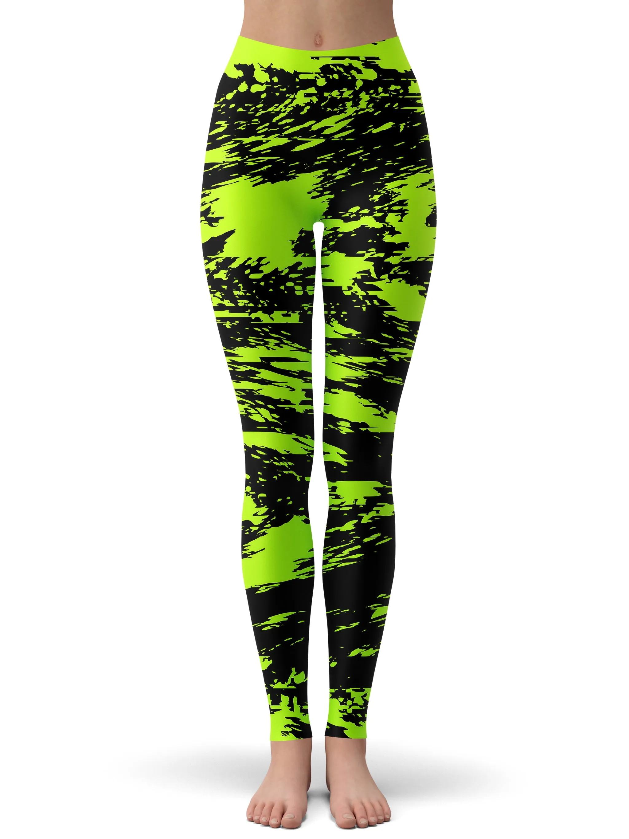 Black Lime Bolt Glitch Hoodie Dress and Leggings Combo