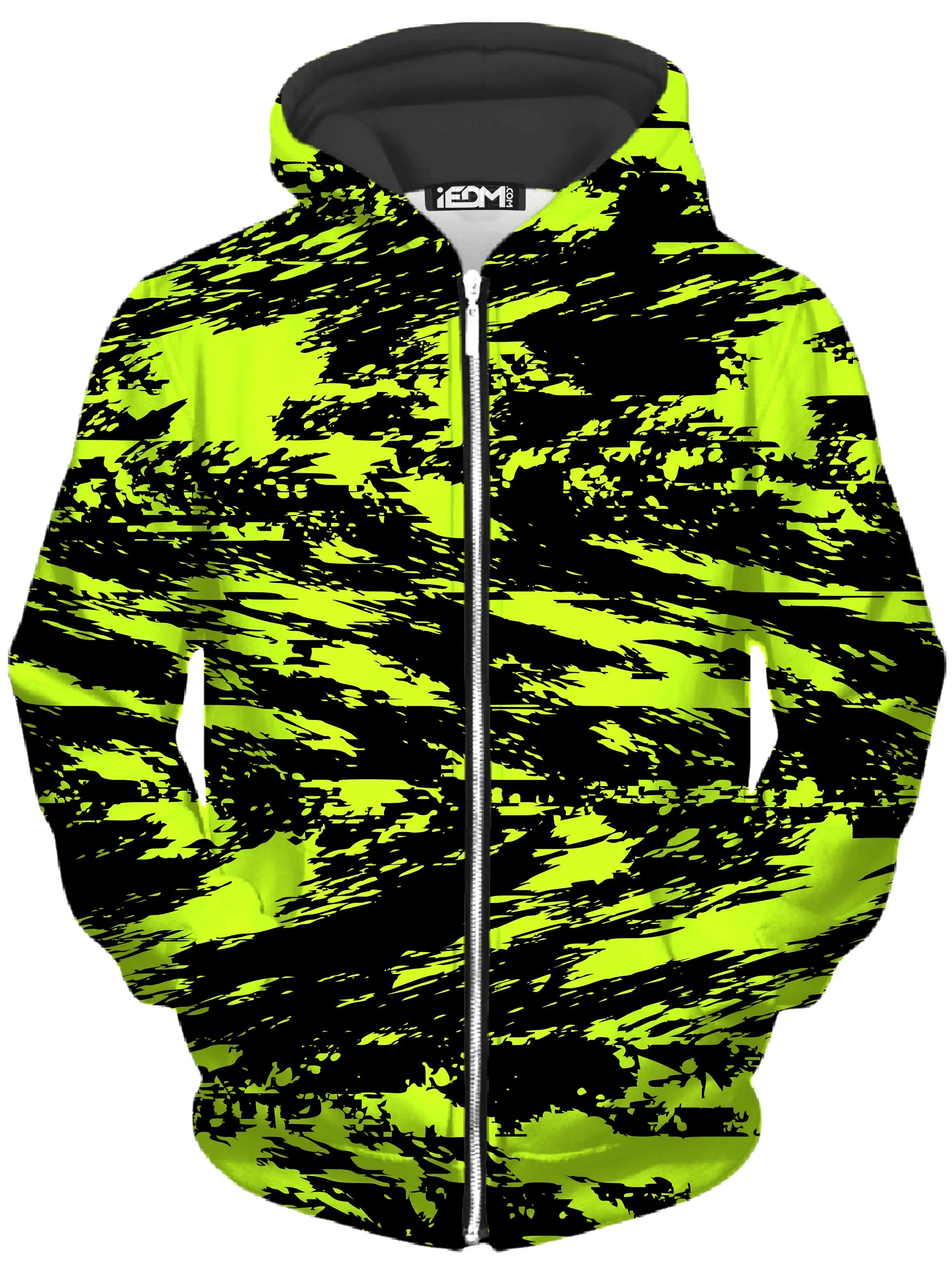 Black Lime Bolt Glitch Zip-Up Hoodie and Leggings Combo