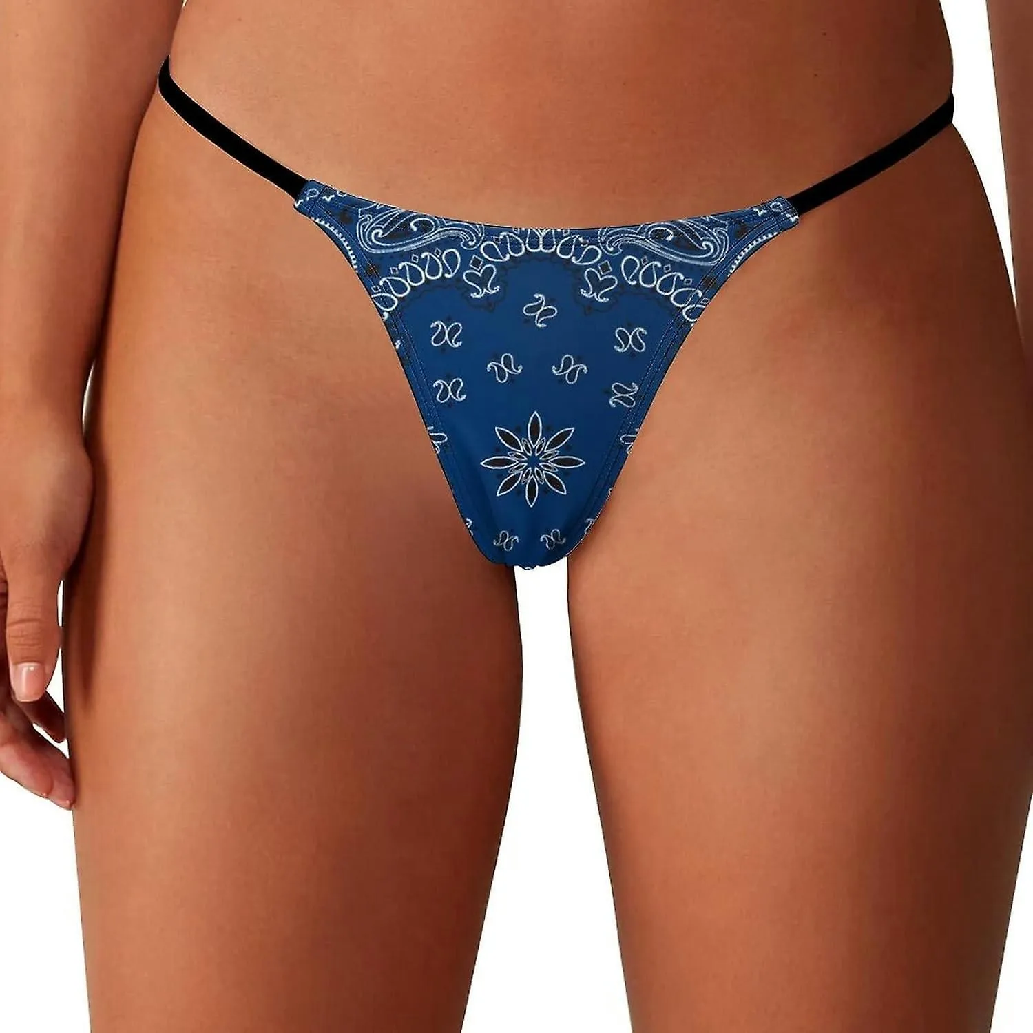 Blue Paisley Bandana G-String Thongs Women's T-Back Underwear PantyGT-109