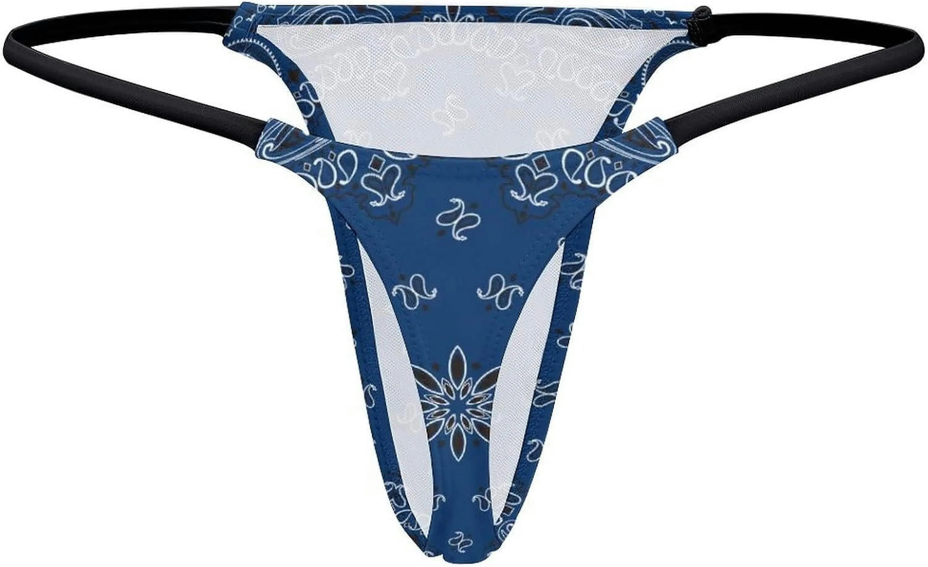 Blue Paisley Bandana G-String Thongs Women's T-Back Underwear PantyGT-109