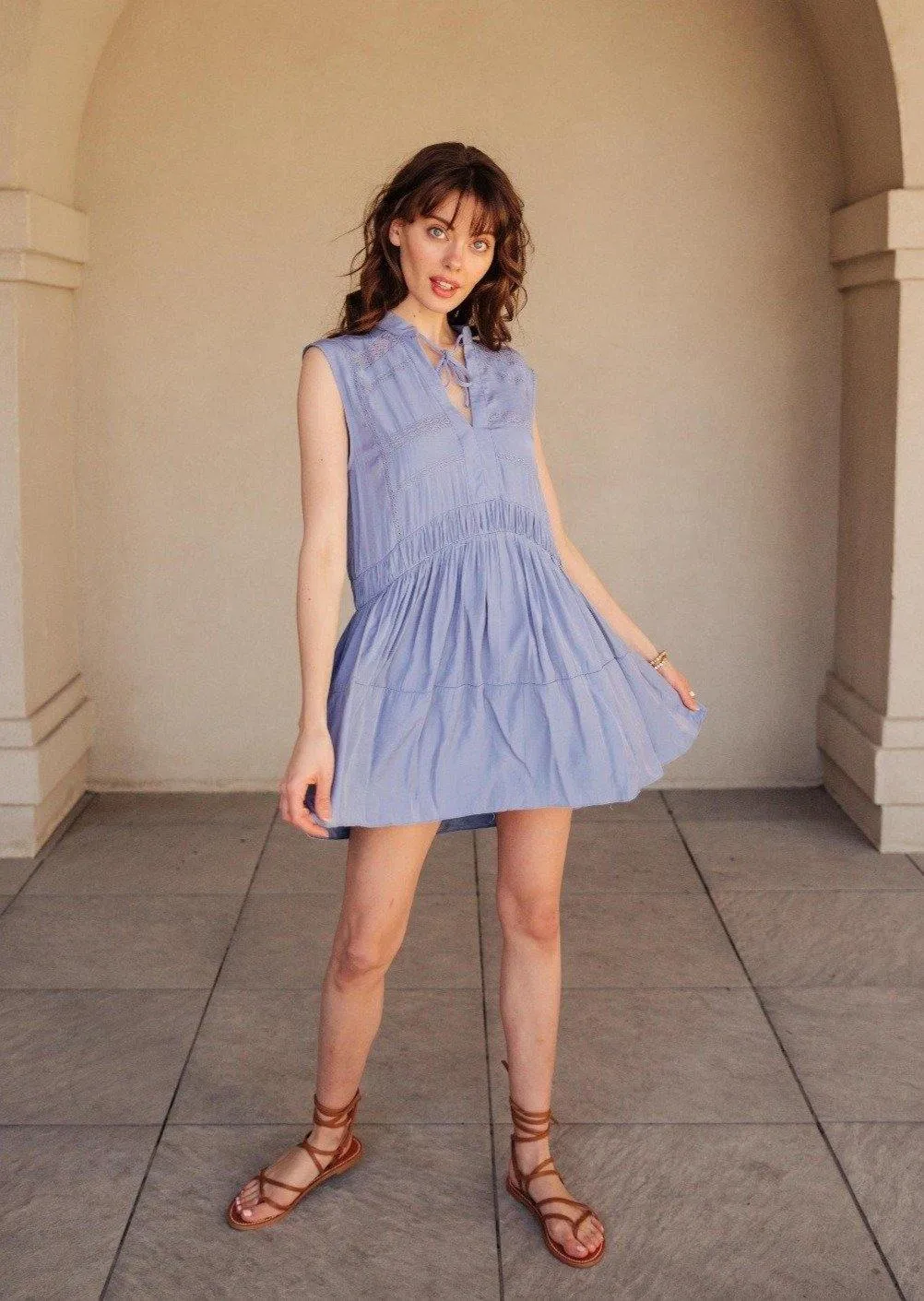 Blue Sleeveless Swing Dress