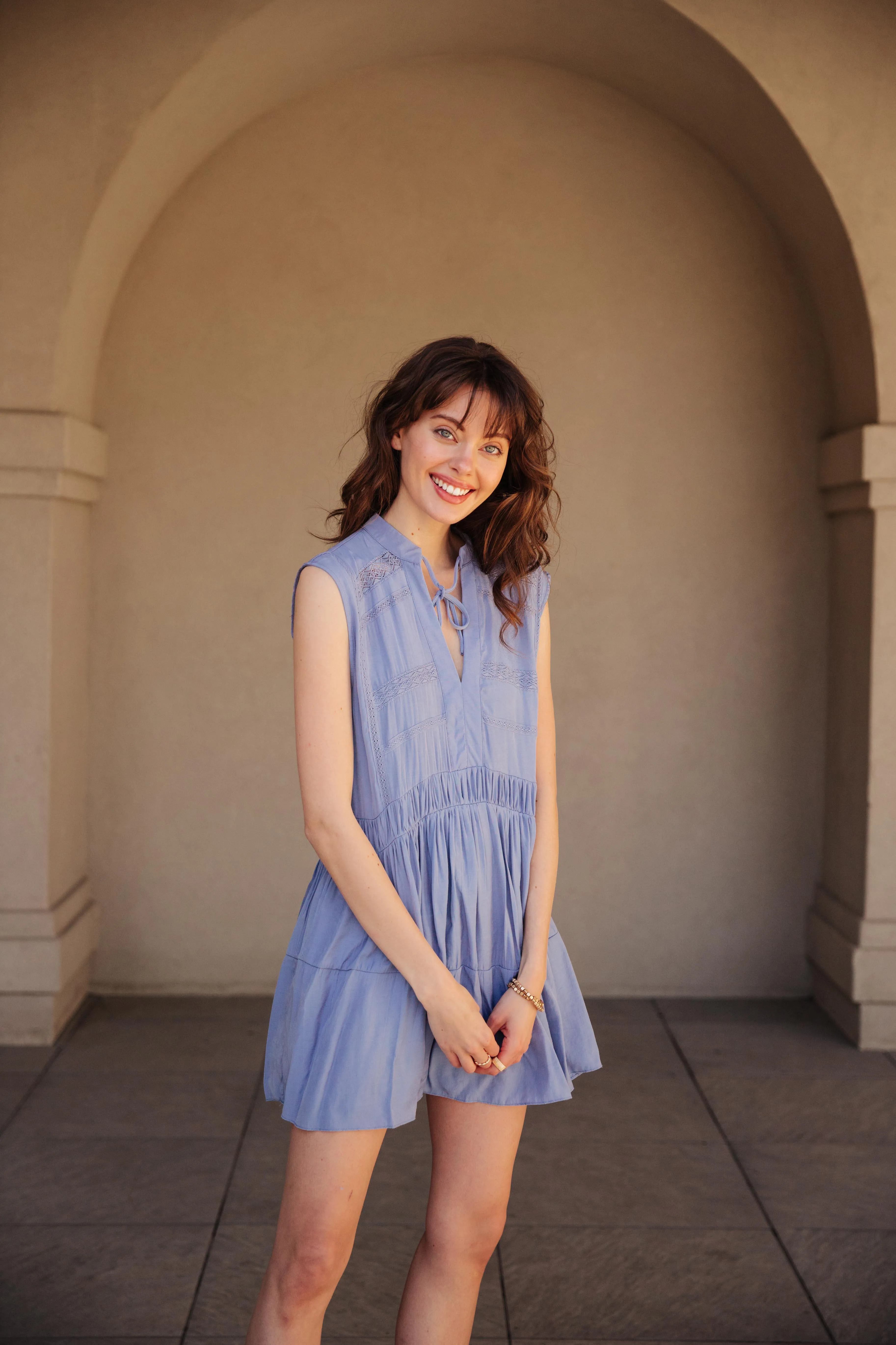 Blue Sleeveless Swing Dress