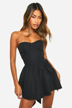 Bow Detail Underwired Boned Puff Skort Romper