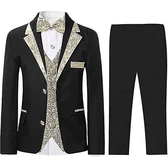 Boys Slim Fit Suits 4 Pieces Blazer Vest Pants Bowtie Jacket for Wedding Party Prom