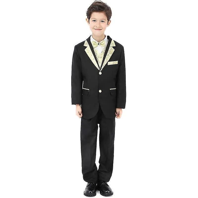 Boys Slim Fit Suits 4 Pieces Blazer Vest Pants Bowtie Jacket for Wedding Party Prom