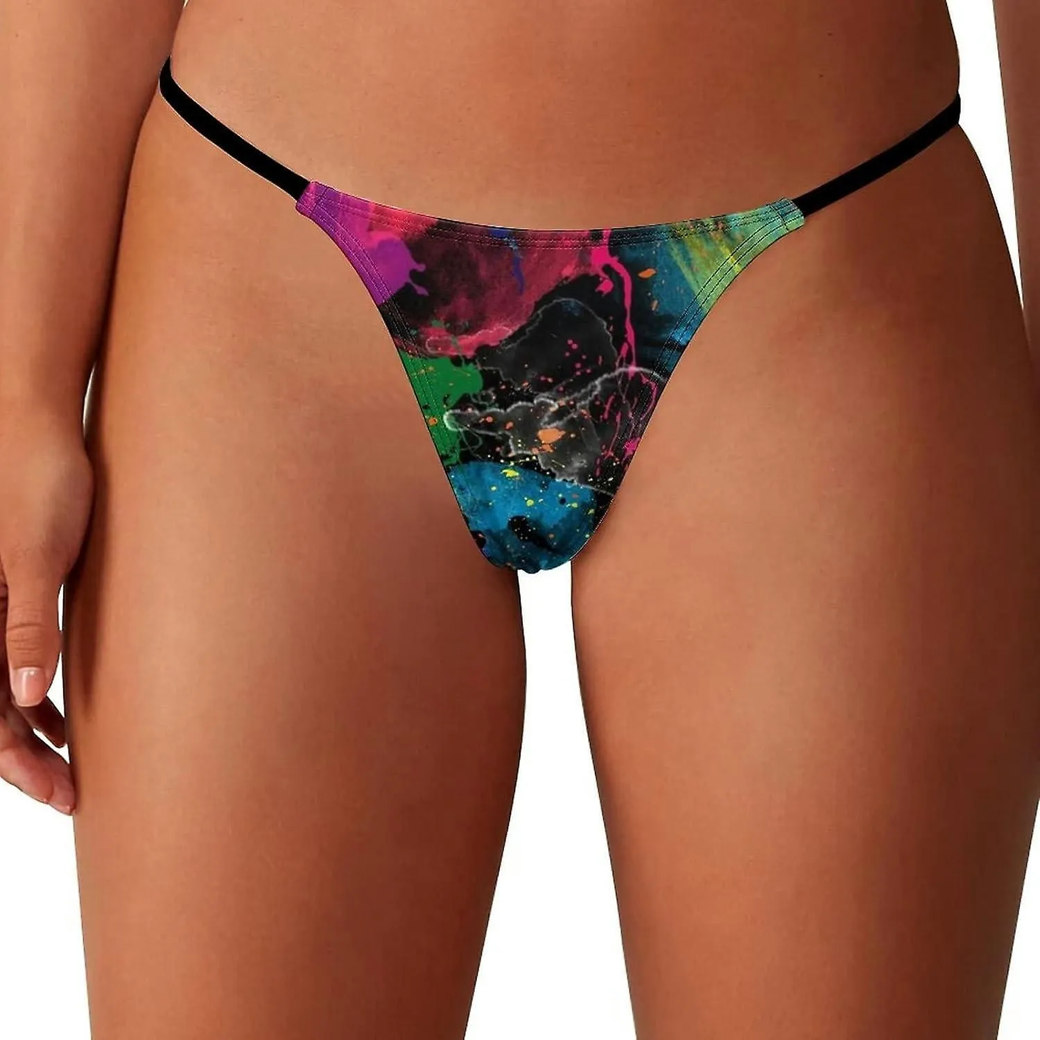 Breathable Psychedelic Colorful Graffiti G-String Thongs Women's T-Back Underwear PantyGT-133