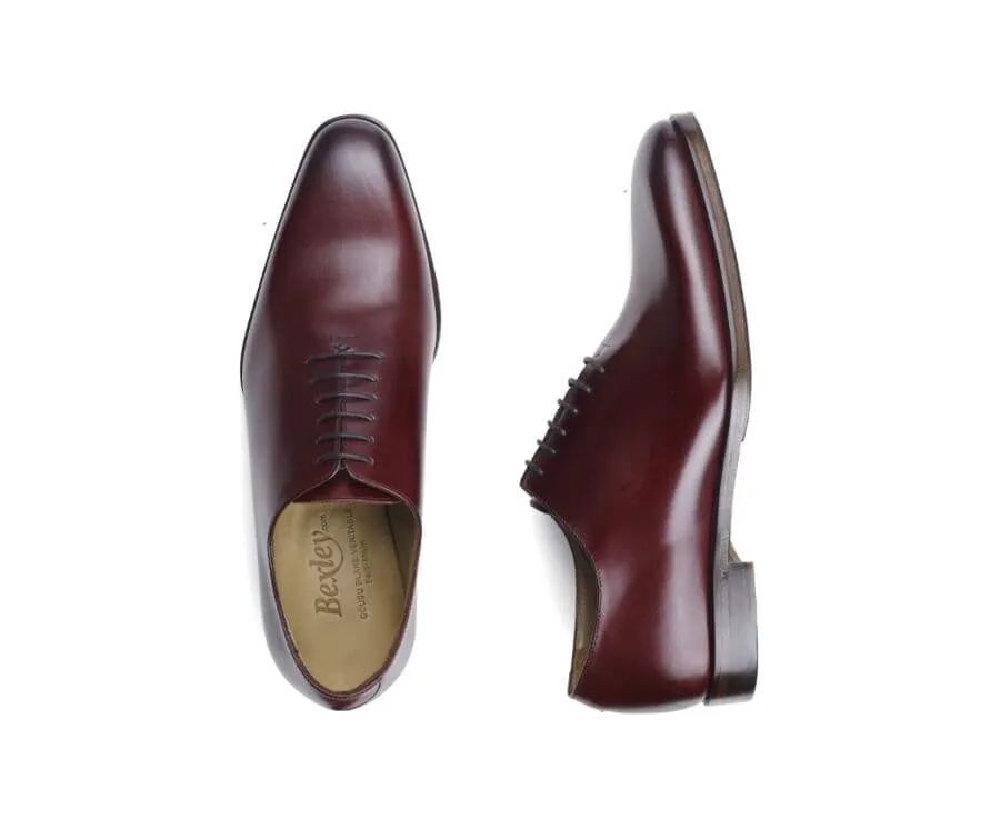 Bright Burgundy Men's Oxford shoes - Leather sole with pad - BELLAGIO PATIN