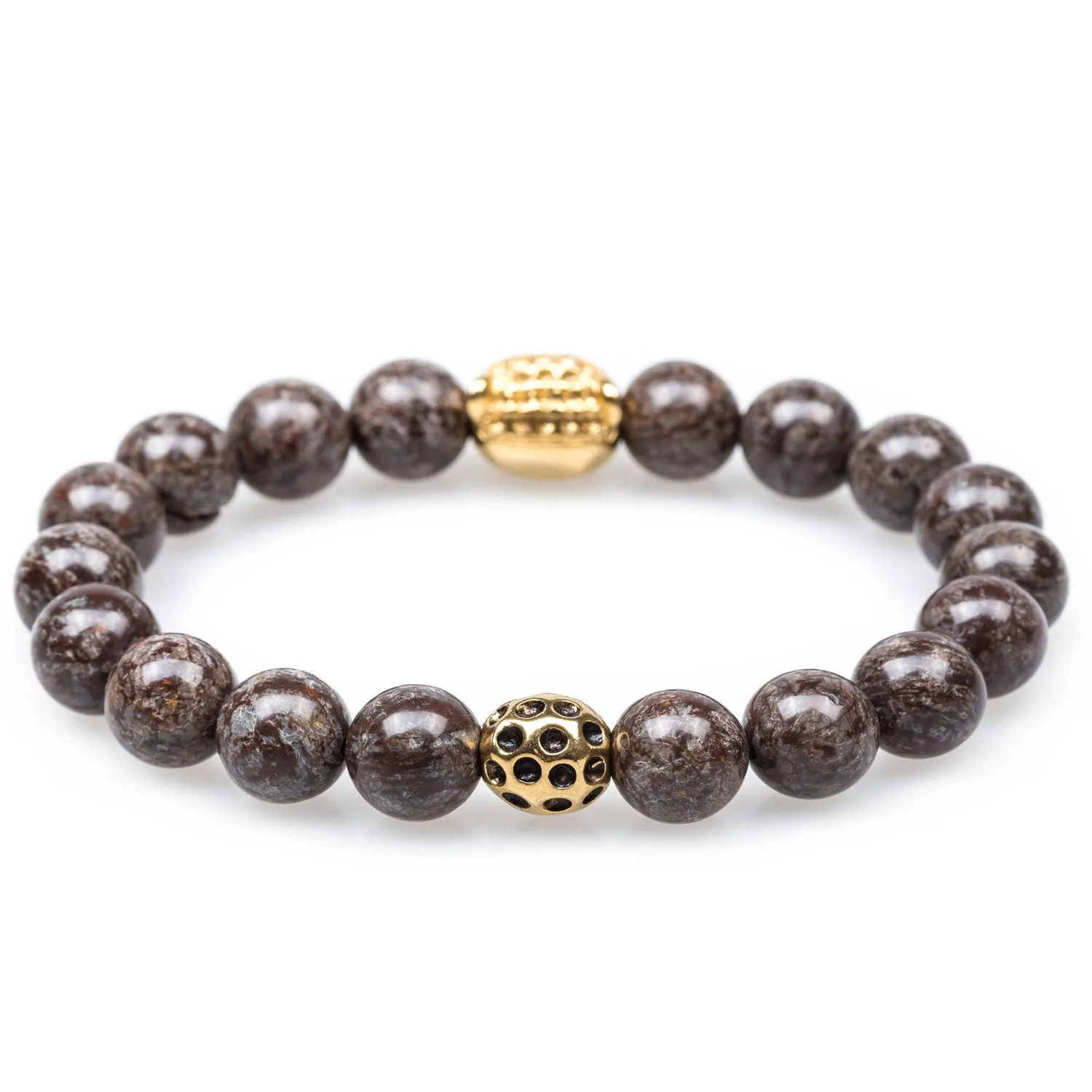 Brown Charcoal Rutile Gold Panther Bracelet