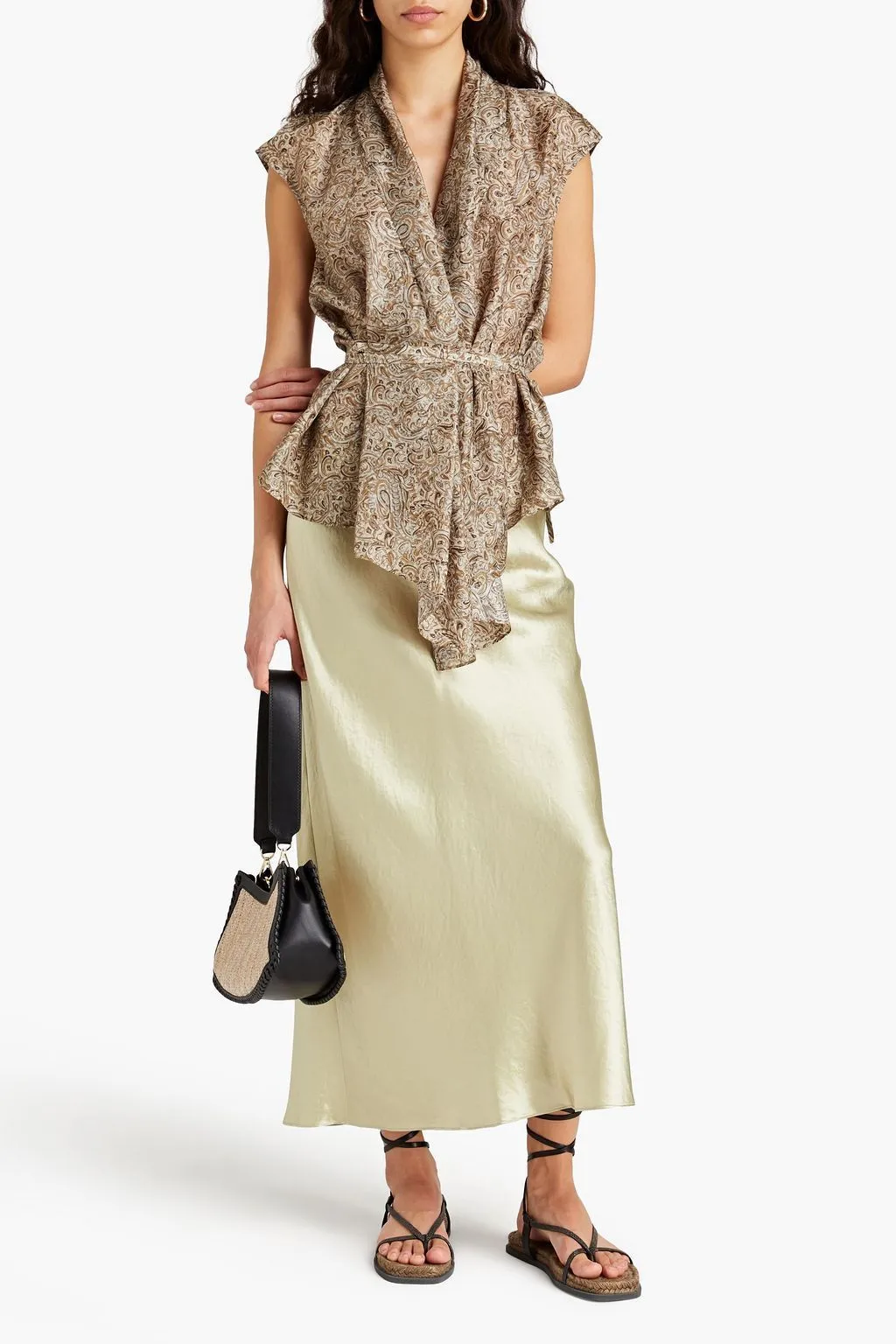 BRUNELLO CUCINELLI  |Paisley Silk Sleeveless Street Style Party Style