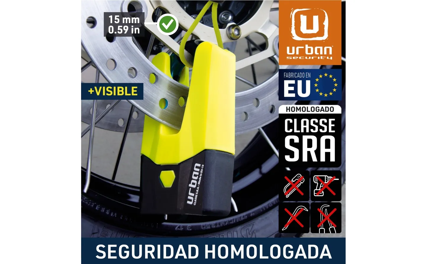 Candado Moto Urban Security U9DY Mini U Homolog Sra Universal |U9DY|