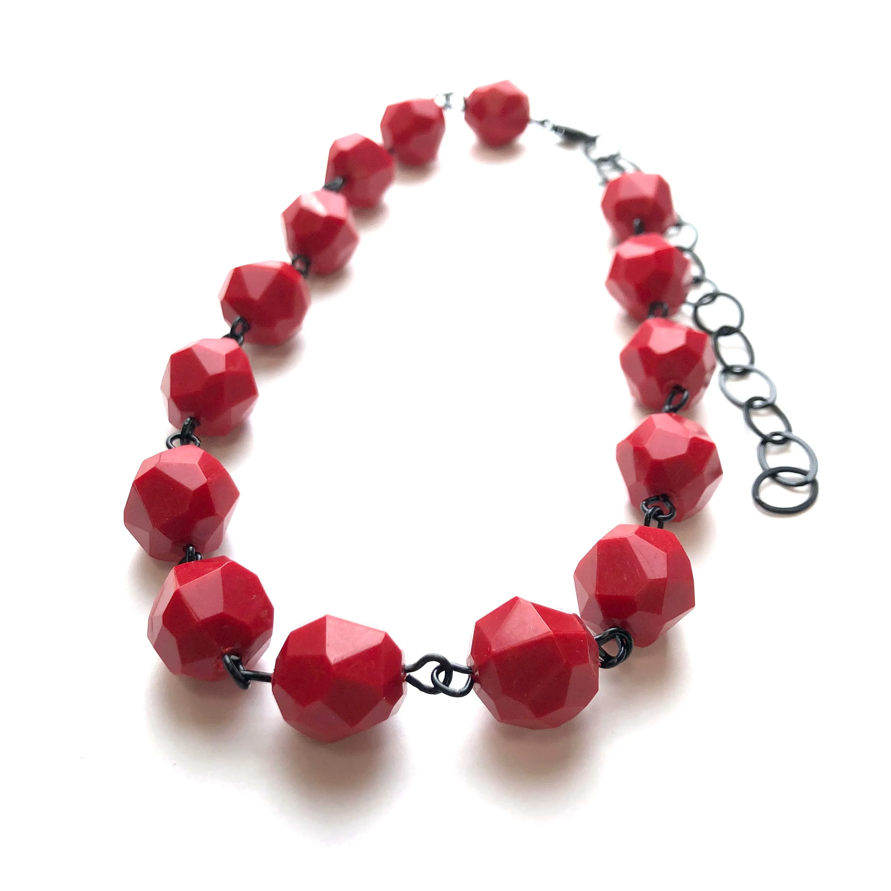 Cherry Red Faceted Bead Amelia Necklace *