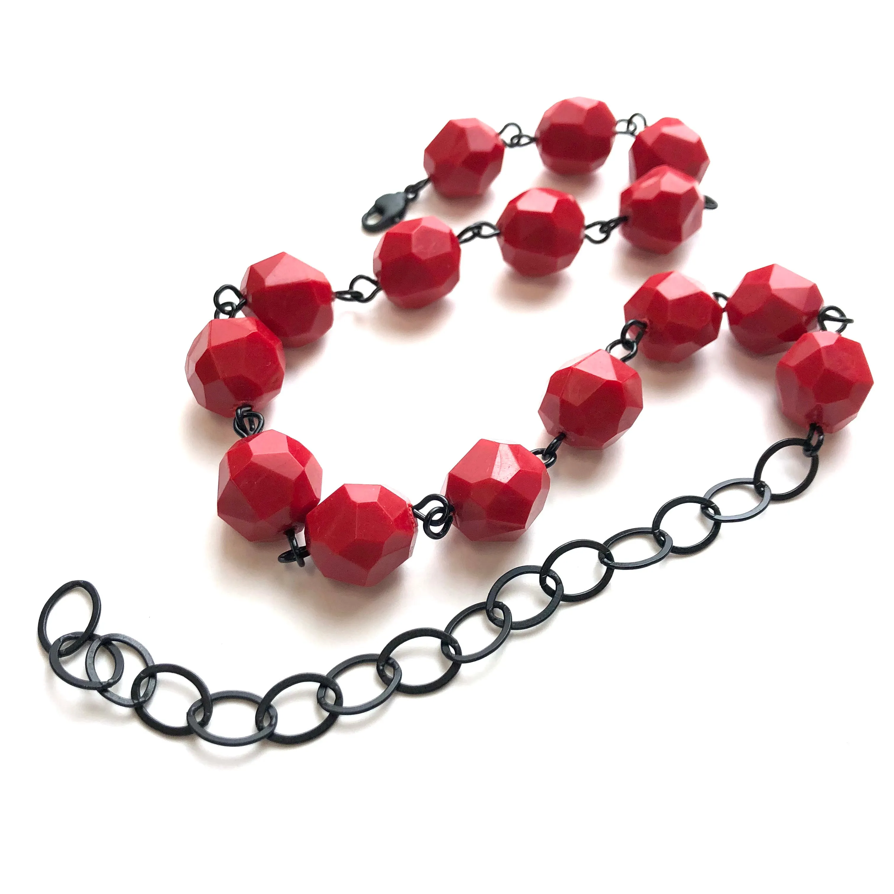 Cherry Red Faceted Bead Amelia Necklace *