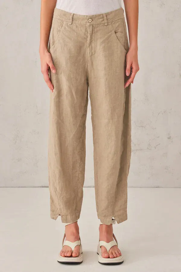 Comfort Fit Linen Trousers - Nut