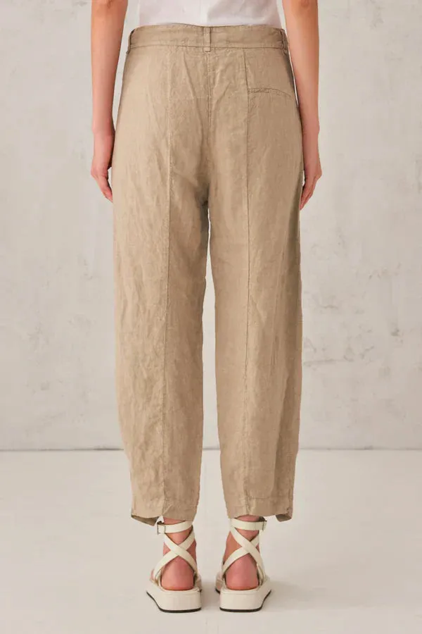 Comfort Fit Linen Trousers - Nut