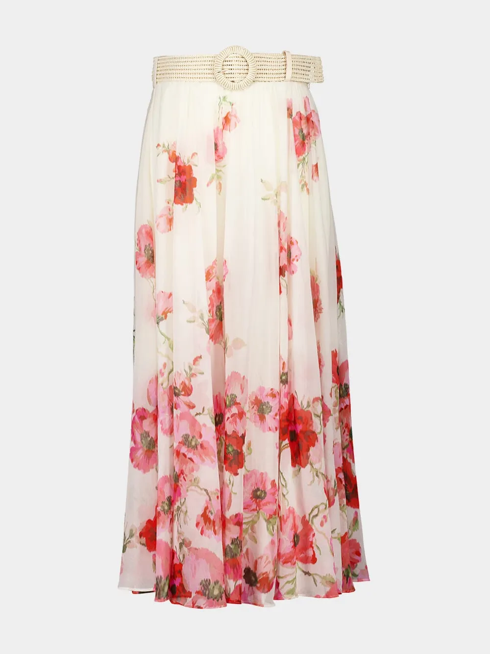 Cream Floral Maxi Skirt