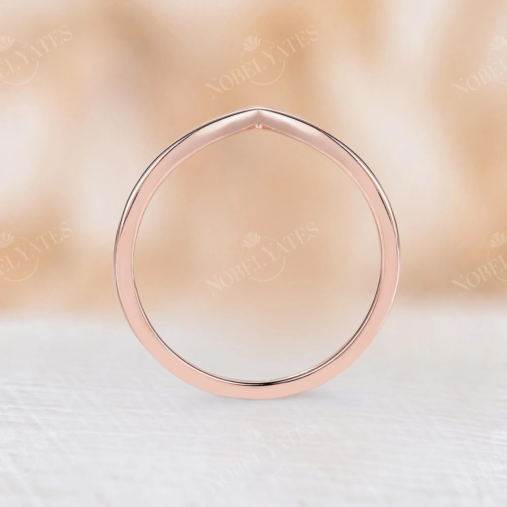 Dainty Plain Curved Matching Wedding Band Rose Gold