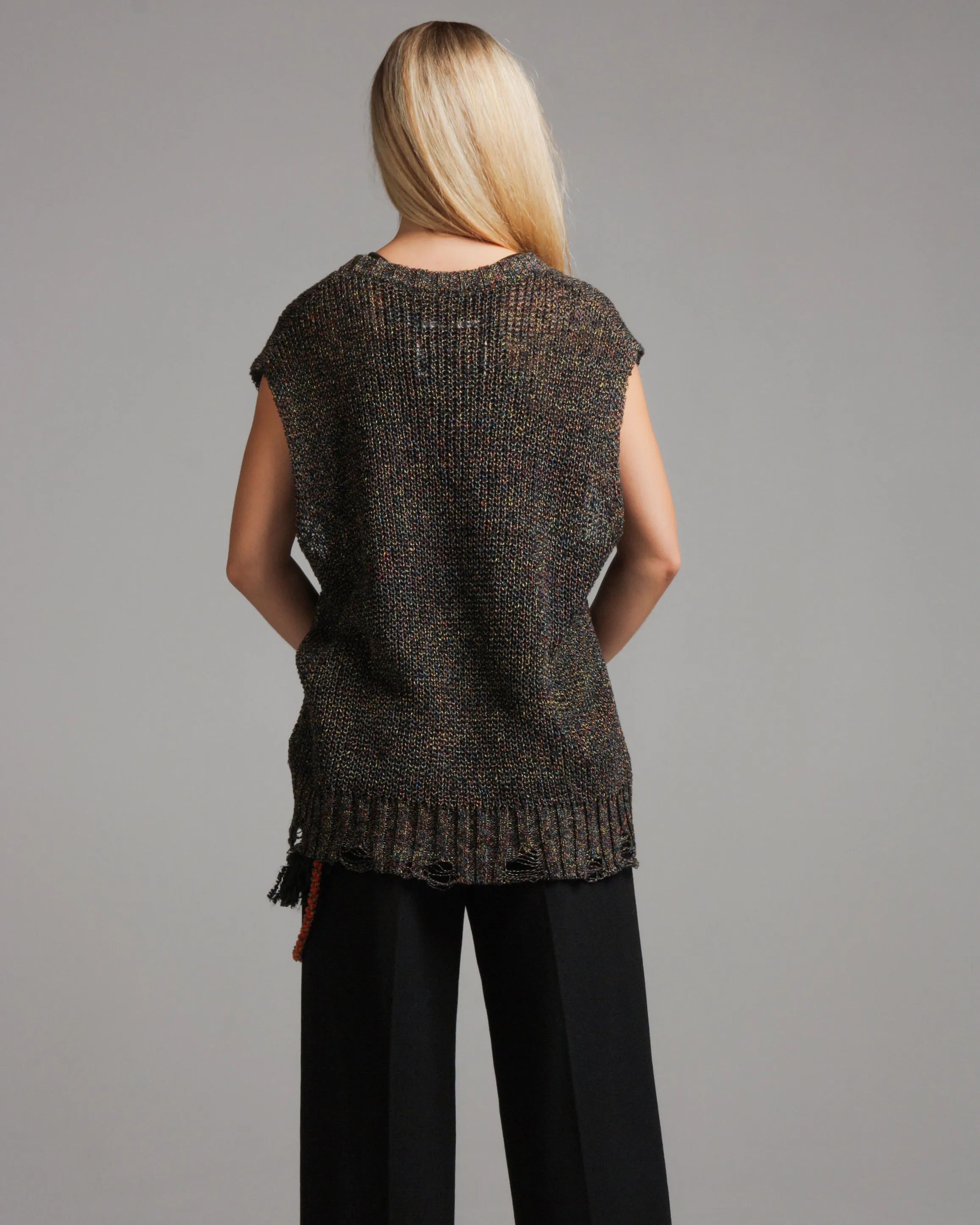 Dark Fleck V-neck Vest