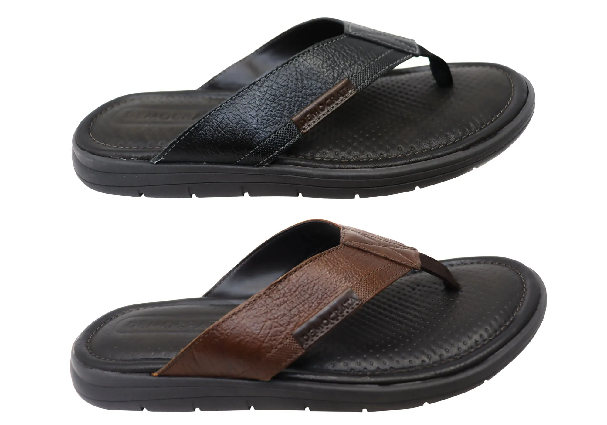 Democrata Mitch Mens Brazilian Leather Comfortable Thongs Sandals