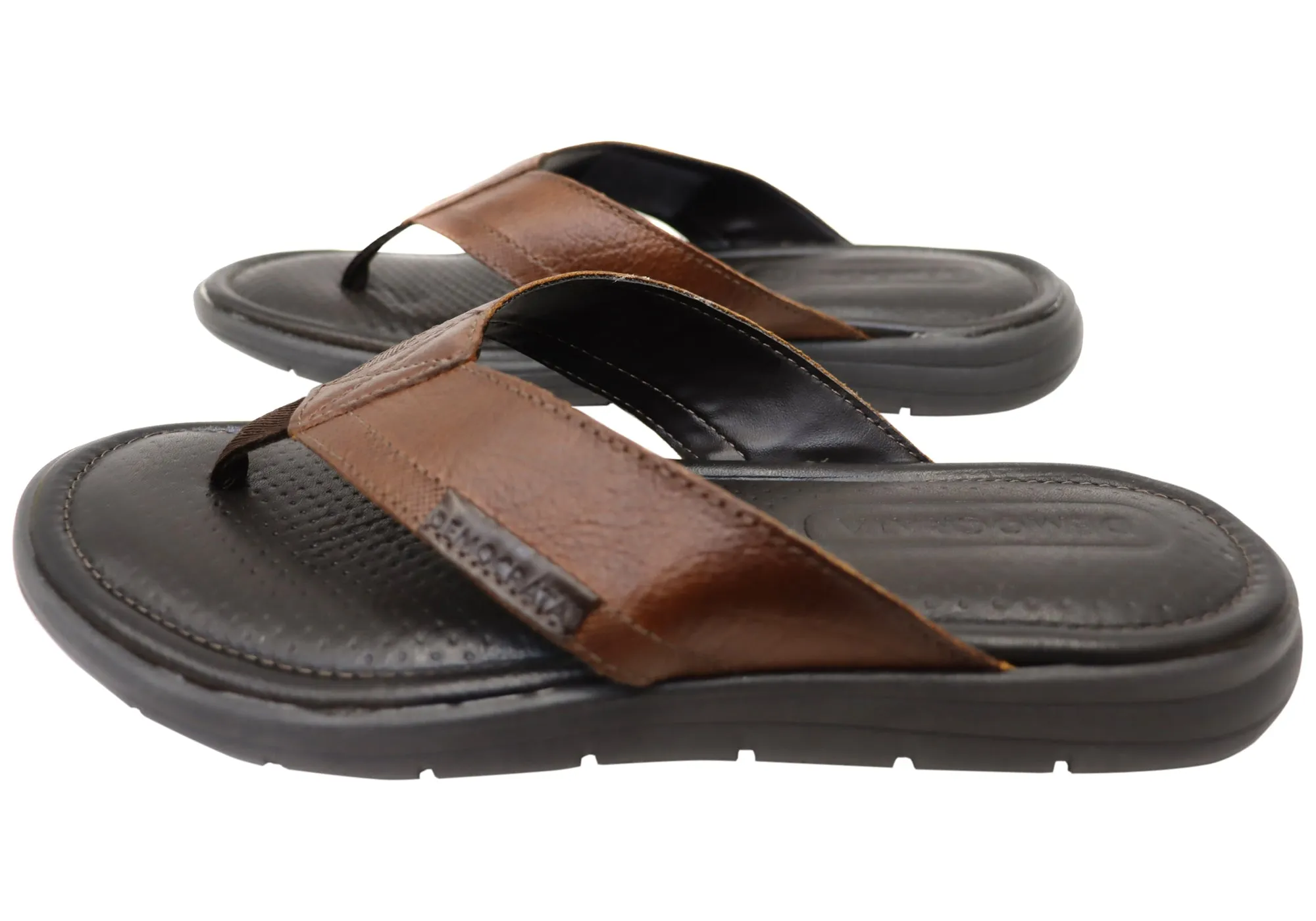 Democrata Mitch Mens Brazilian Leather Comfortable Thongs Sandals