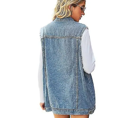 Denim Vest For Women Oversized Sleeveless Jean Jacket