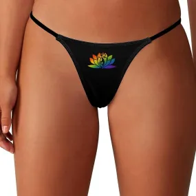 Doing Yoga Over Lotus Flower G-String Thongs Women's T-Back Underwear Panty-WE334