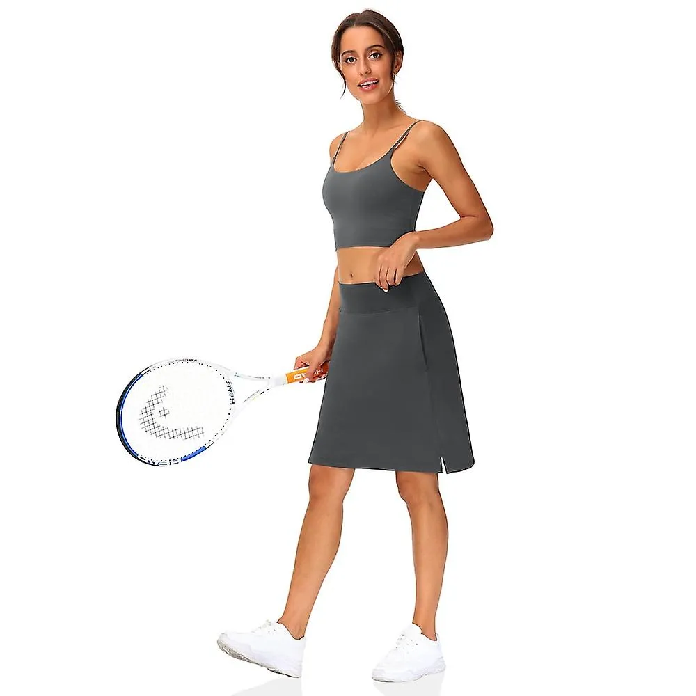 Faldas de tenis para mujeres Faldas de golf Falda de yoga Bolsillos laterales 2 en 1 Control de barriga Levantamiento de glúteos